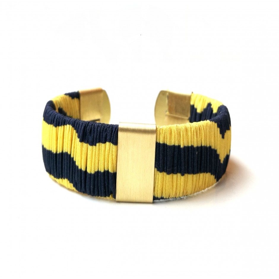 Twiggy yellow and navy cuff bracelet S