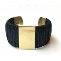 Twiggy black and khaki cuff bracelet