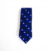 Blue tie with geometric patterns