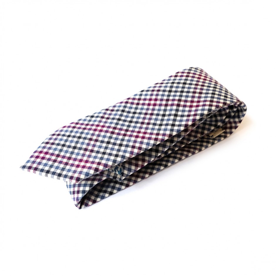 Embroided checked tie