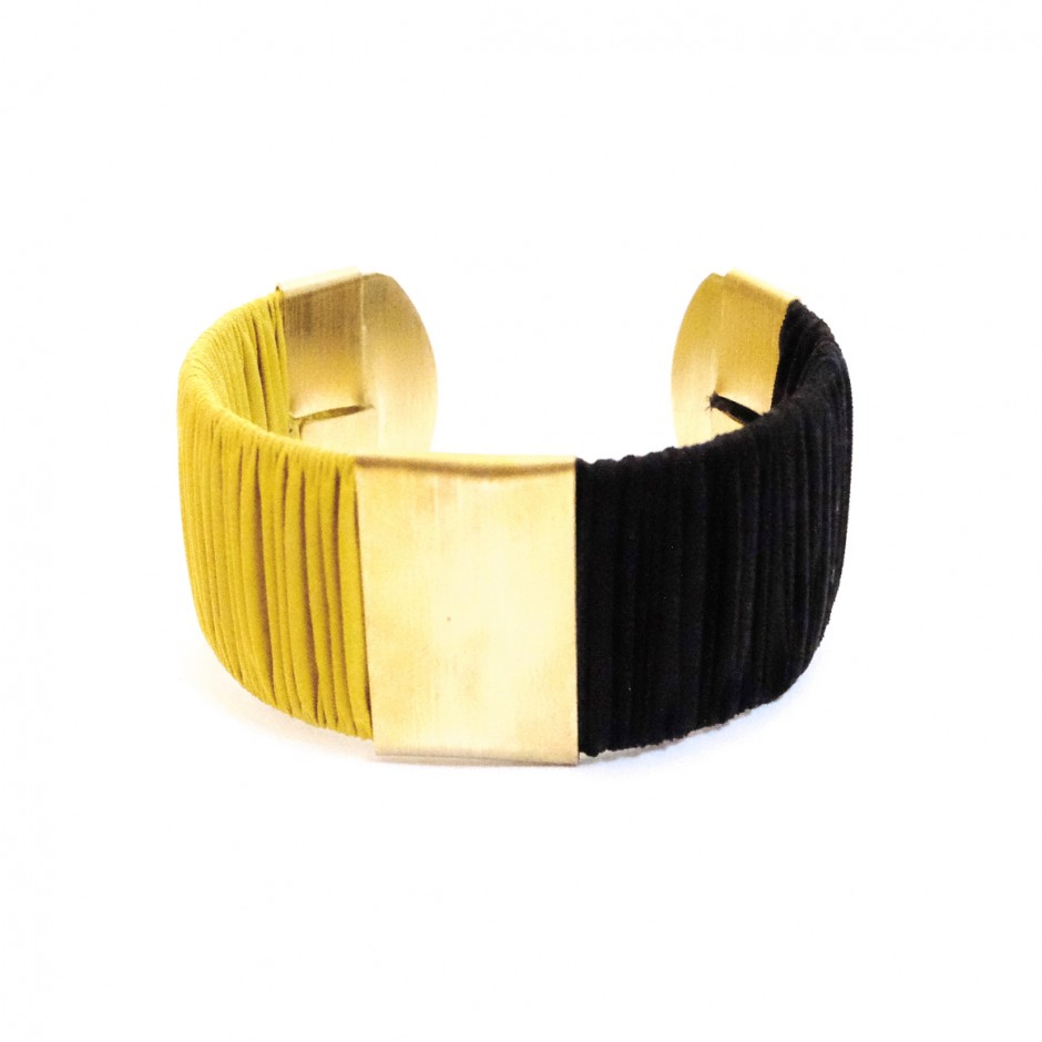 Large Twiggy black and yellow cuff bracelet