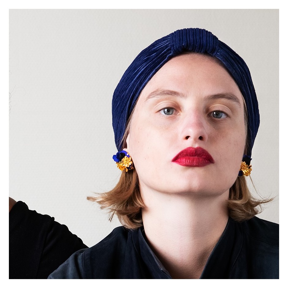 Navy Blue Velvet Turban