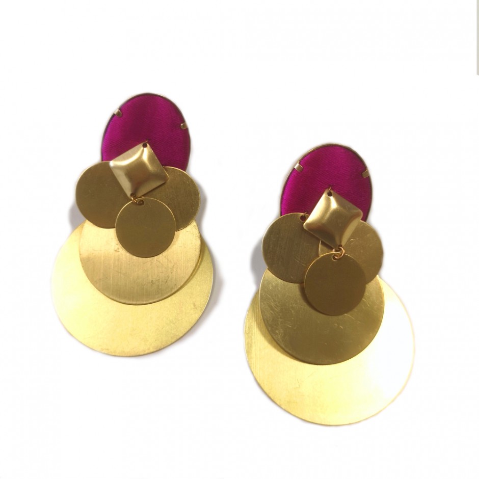 Boucles d'oreille Beatriz clip fuchsia