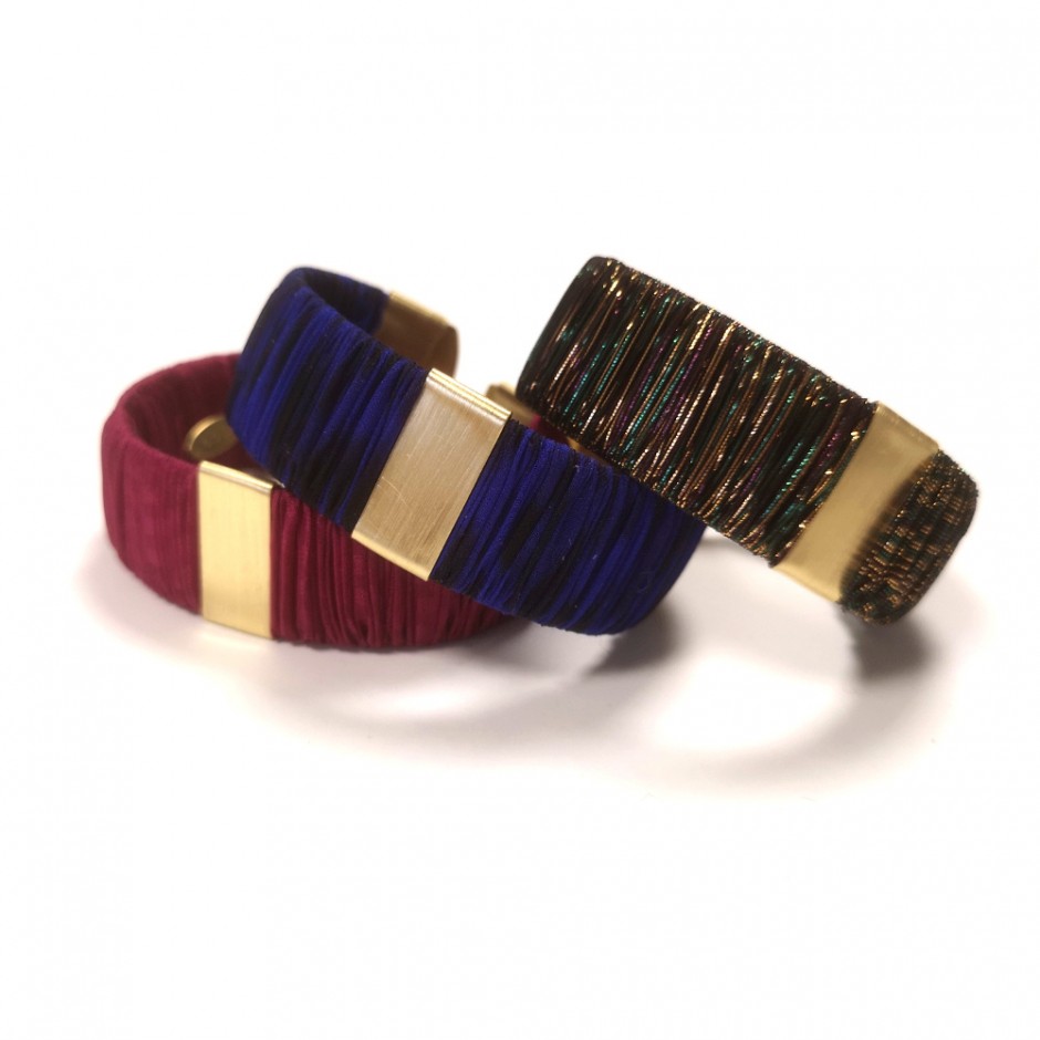 Twiggy yellow and navy cuff bracelet S