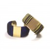 Large Twiggy blue and yellow striped cuff bracelet