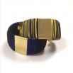 Large Twiggy blue and yellow striped cuff bracelet