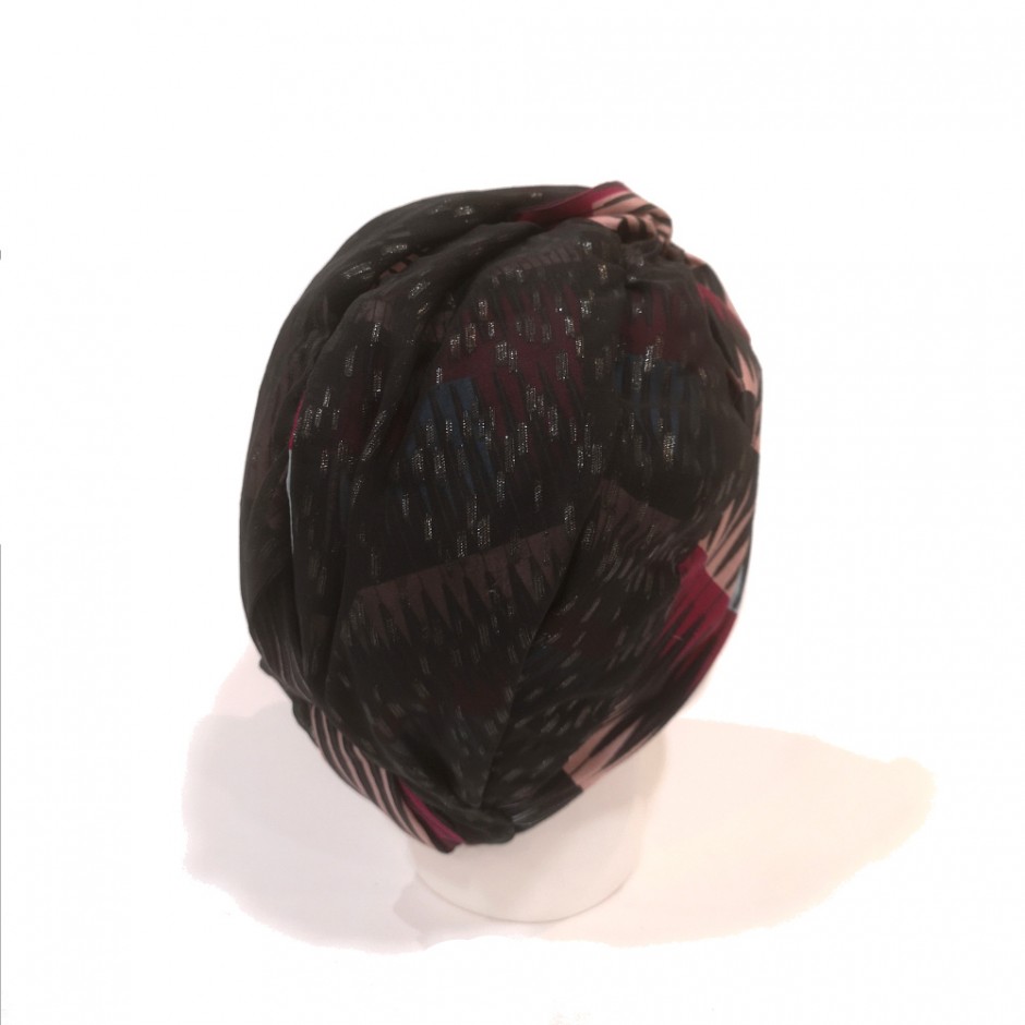 Turban Diawara noir et rose