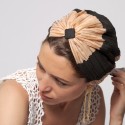 Mousseline black and nude turban