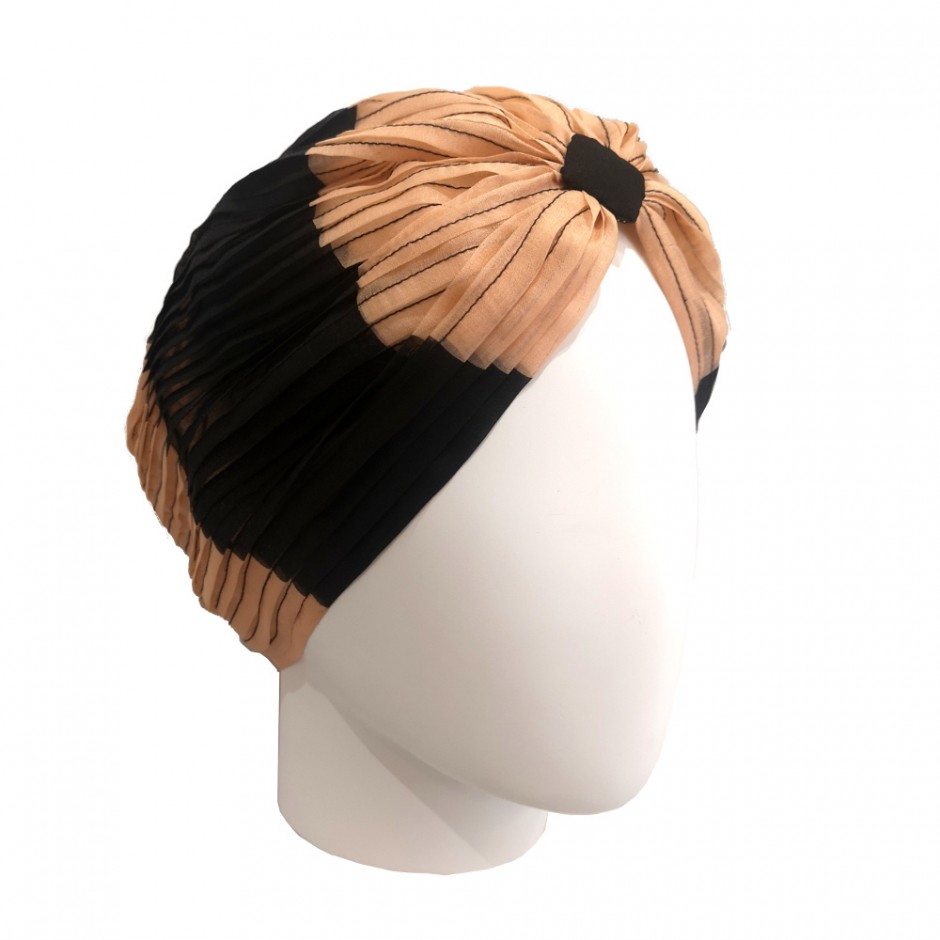 Mousseline black and nude turban