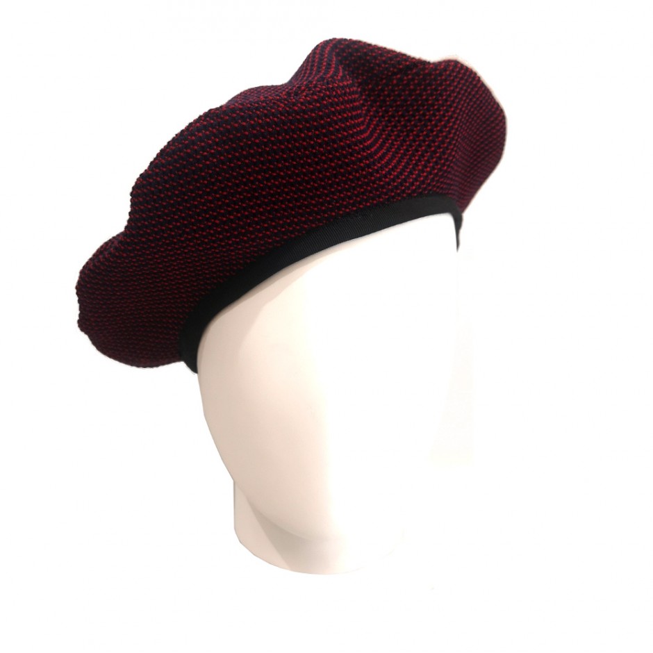 Béret tricoté marine et rouge