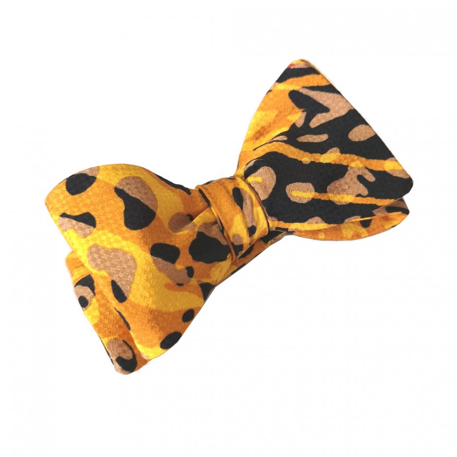 Noeud papillon homme à motif paisley jaune doré