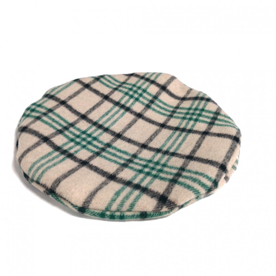 Beige tartan beret