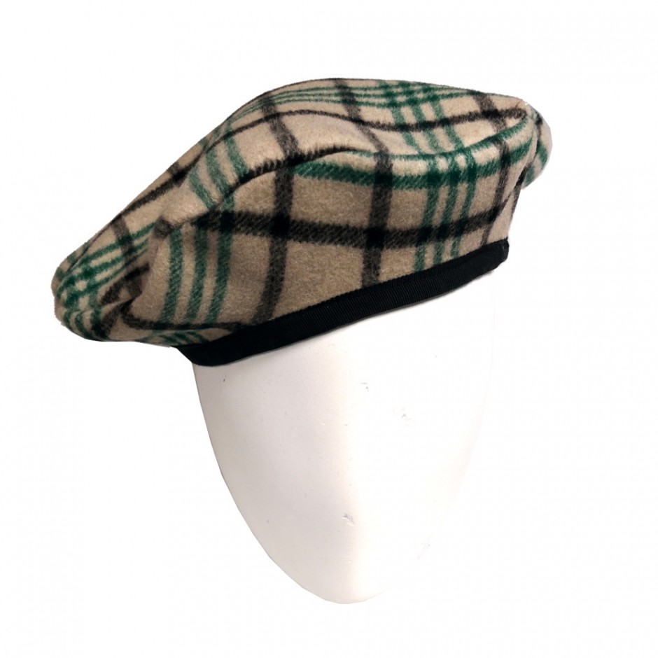 Beige tartan beret