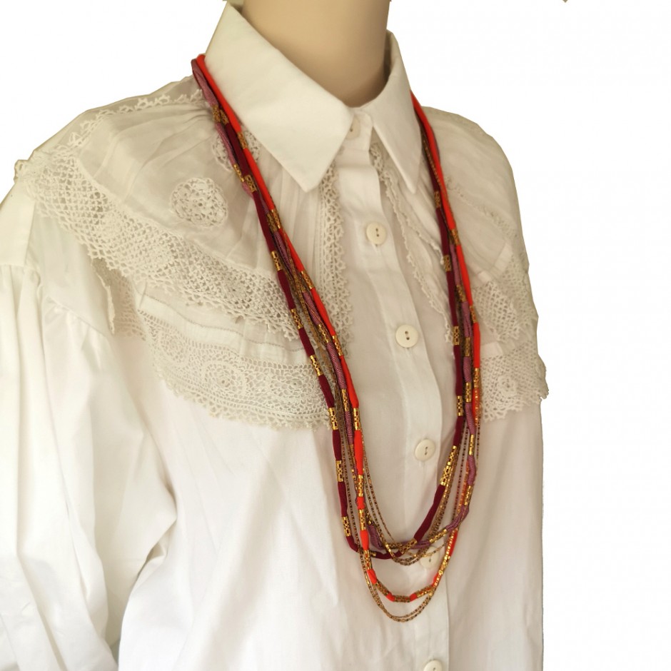 Alexandrie red long necklace