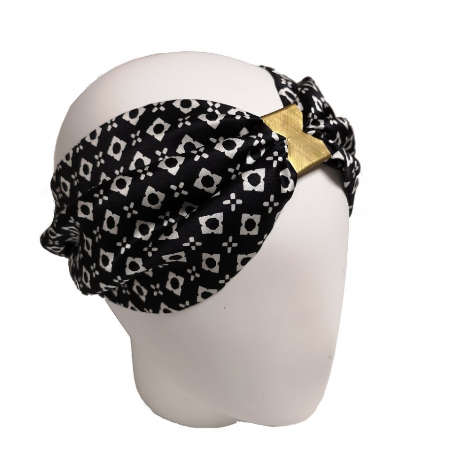 Headband Annette noir à motifs